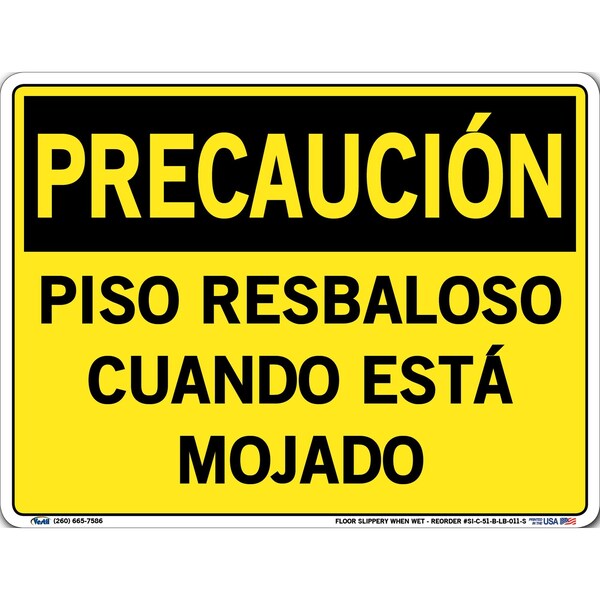 Vinyl Label Sign, 9-1/2" Height, 12-1/2" Width, Vinyl Label, Rectangle, Spanish